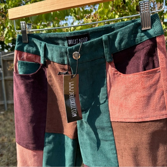 NWT Current Mood corduroy patchwork flare pants - Picture 2 of 8